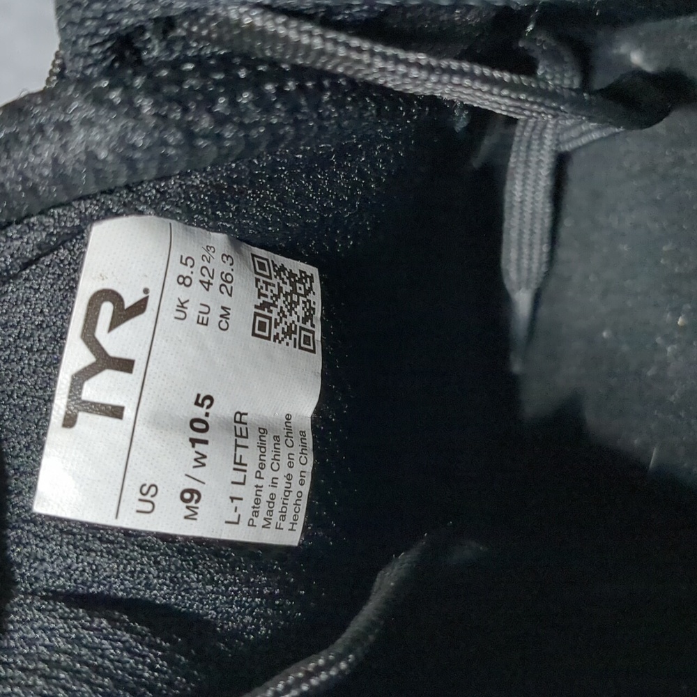 TYR  L1 Lifter Rogue Grey And Black Shoes Unisex Size M9/W10.5 - Picture 10 of 11